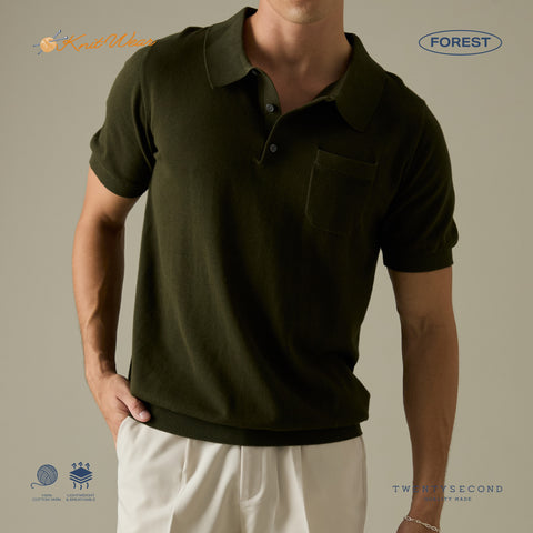 EVERYDAY SUMMER KNIT POLO SHIRT-MOCHA