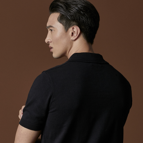 ASHTON KNIT POLO - BLACK