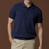 ASHTON KNIT POLO - NAVY