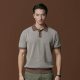 BRODY KNIT POLO - BROWN