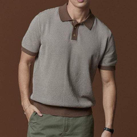 BRODY KNIT POLO - BROWN