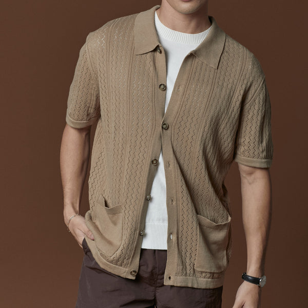 COLLIN KNIT SHIRT - BROWN