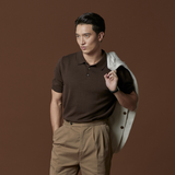 ASHTON KNIT POLO - BROWN