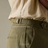 COLTER SINGLE PLEAT TROUSERS - OLIVE