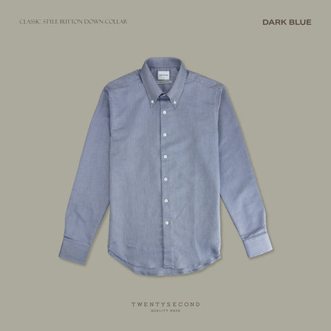 LINEN BAND COLLAR SHIRT - ST BLUE