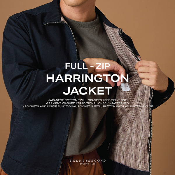 FULL-ZIP HARRINGTON JACKET - NAVY