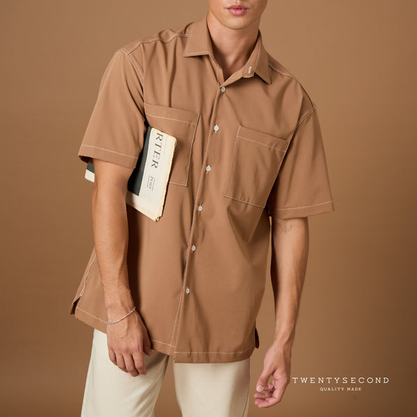 BART SHORT SLEEVES SHIRT - BROWN