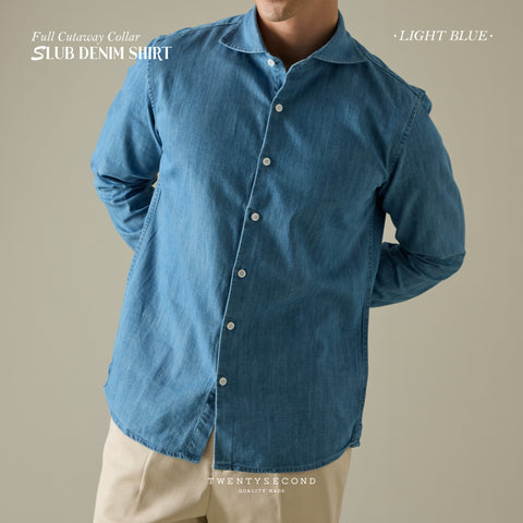 SLUB DENIM SHIRT - DARK BLUE