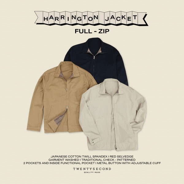 FULL-ZIP HARRINGTON JACKET - KHAKI