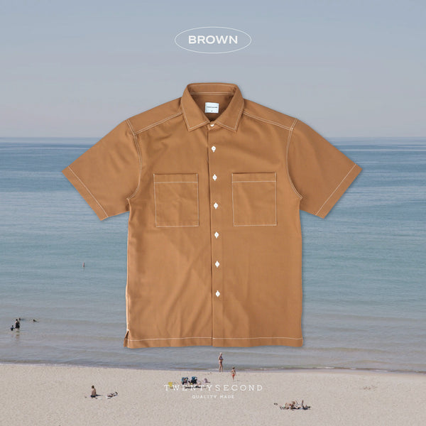 BART SHORT SLEEVES SHIRT - BROWN