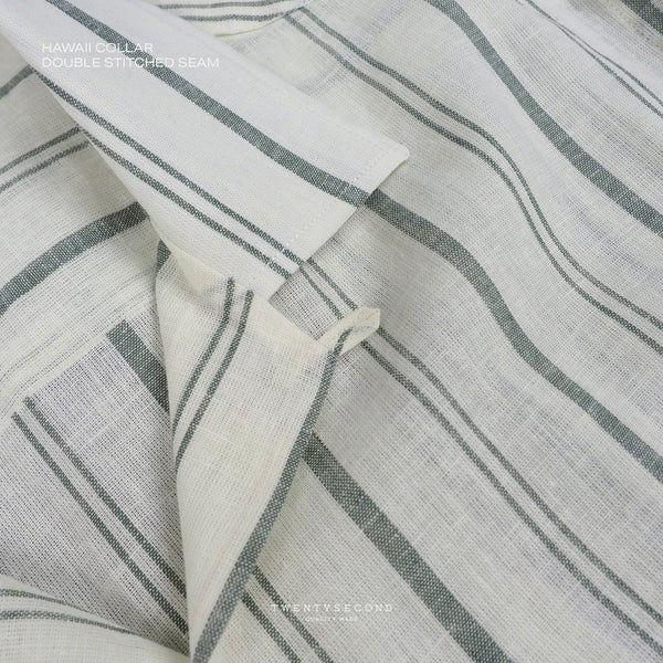 LINEN HAWAII COLLAR SHIRT - ST GREEN