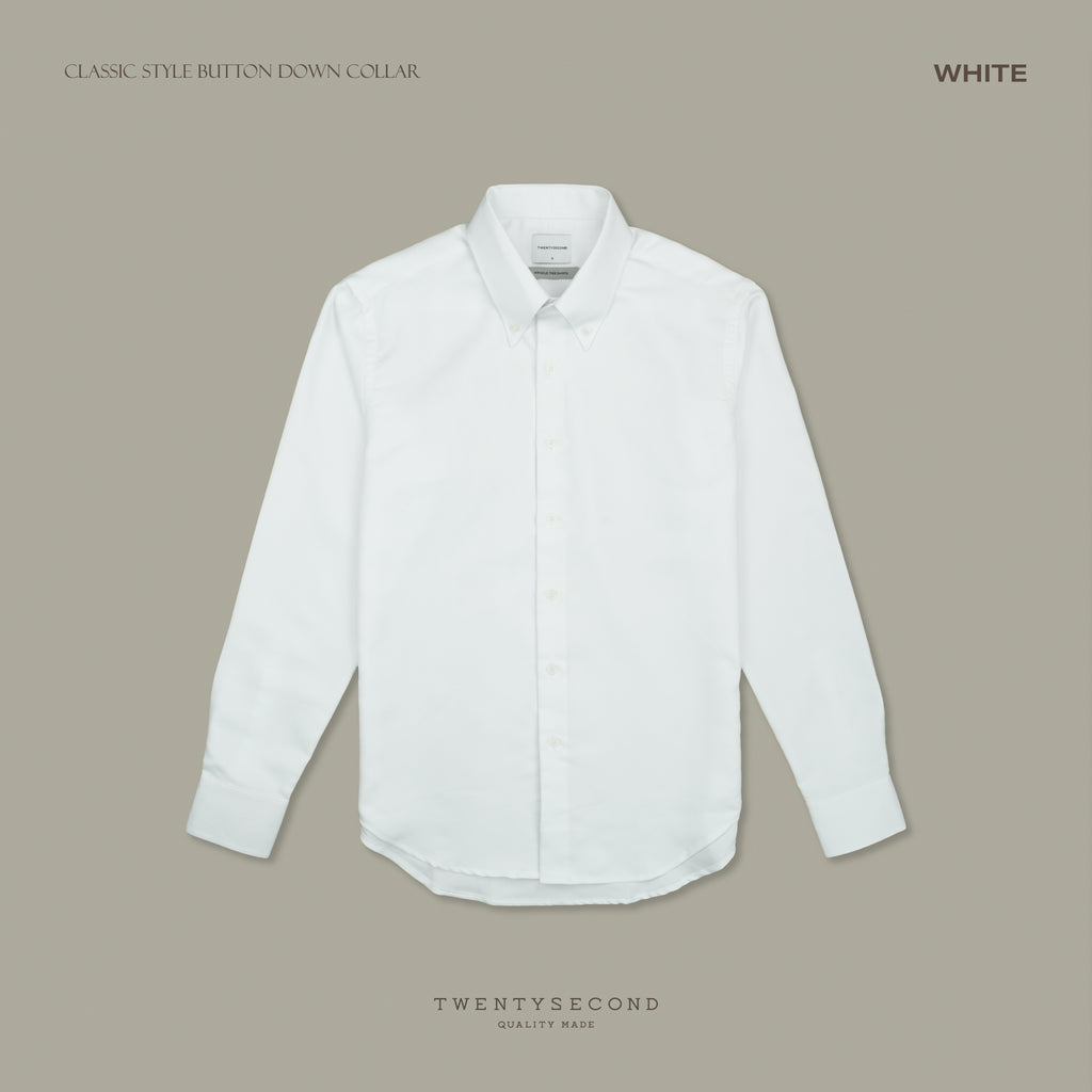 WRINKLE FREE BTD DRESS SHIRT - WHITE (Slim Fit)