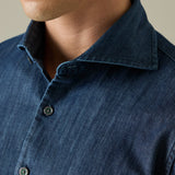 SLUB DENIM SHIRT - DARK BLUE