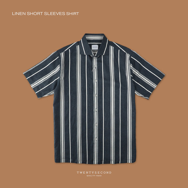 LINEN SHORT SLEEVES SHIRT - ST DARK BLUE