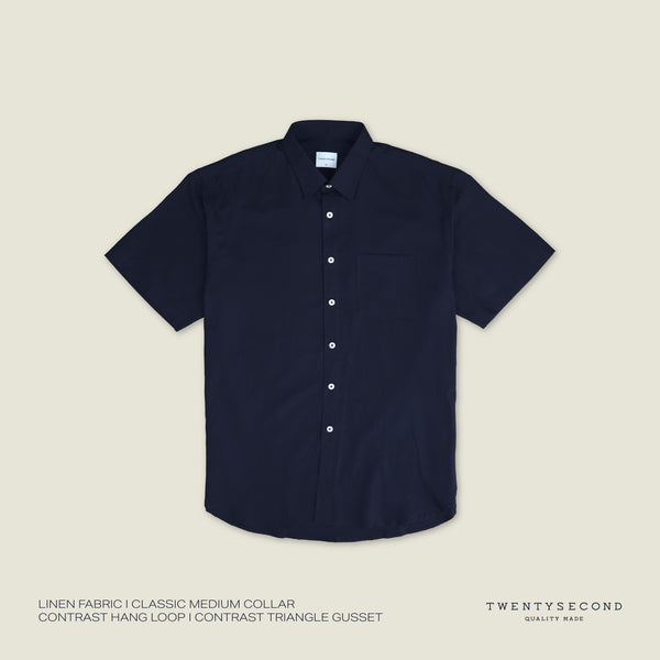 PEYTON LINEN SHIRT - DARK BLUE