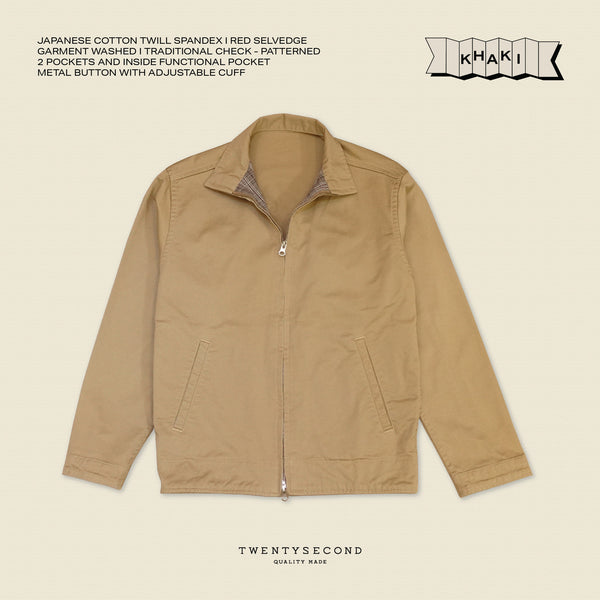 FULL-ZIP HARRINGTON JACKET - KHAKI