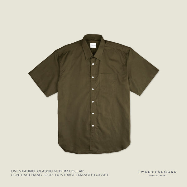 PEYTON LINEN SHIRT - OLIVE