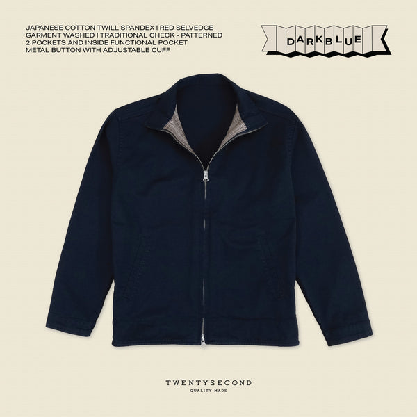 FULL-ZIP HARRINGTON JACKET - NAVY