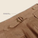PLEATED LINEN TROUSERS - BROWN