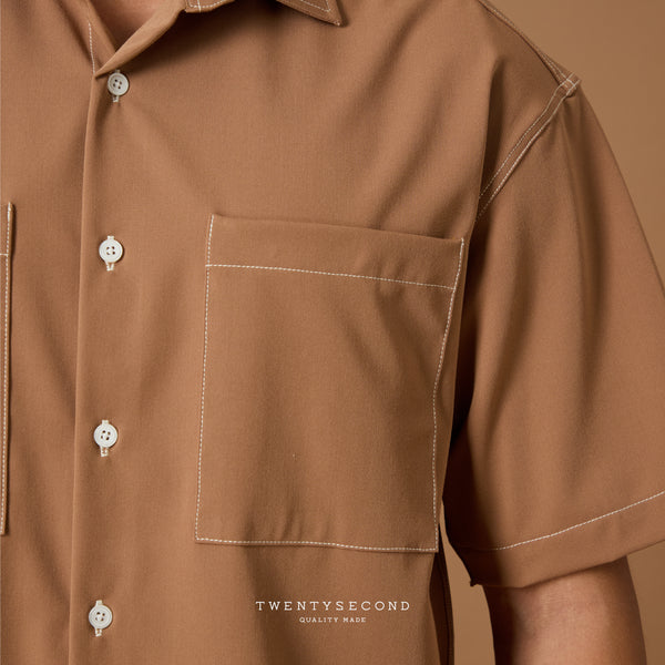 BART SHORT SLEEVES SHIRT - BROWN