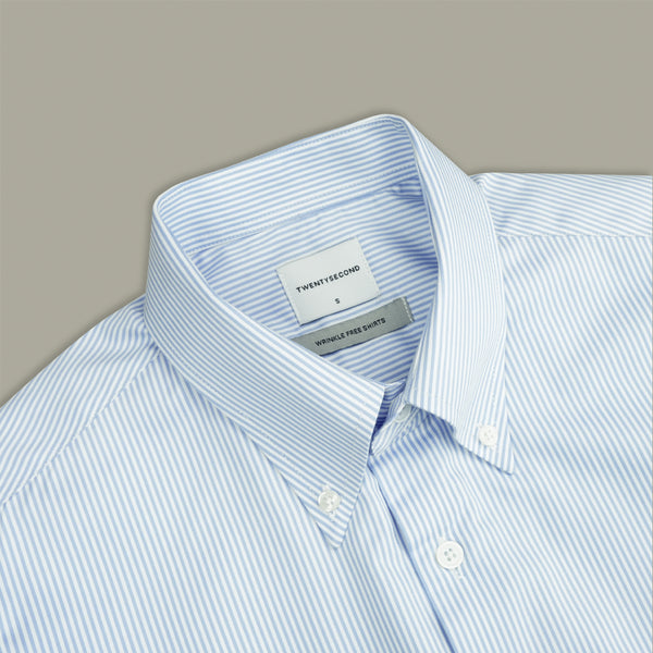 WRINKLE FREE BTD DRESS SHIRT - BLUE STRIPE (Slim Fit)