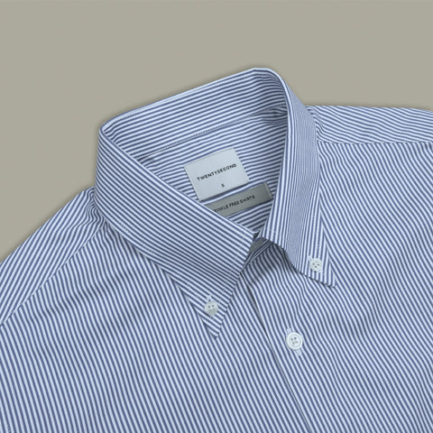 WRINKLE FREE BTD DRESS SHIRT - DARK BLUE STRIPE (Slim Fit)