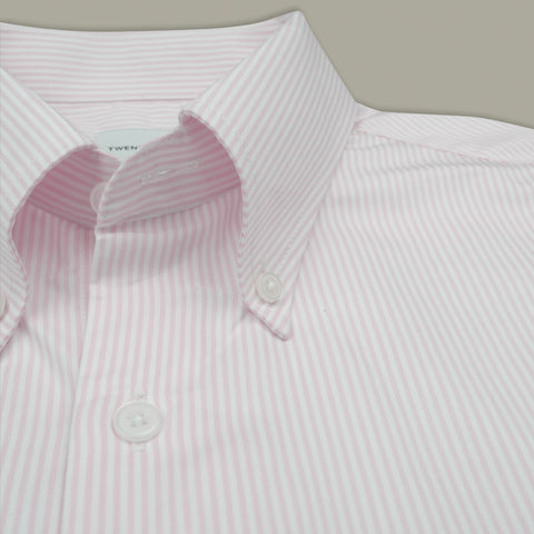 WRINKLE FREE BTD DRESS SHIRT - PINK STRIPE (Slim Fit)