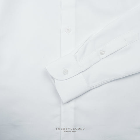 WRINKLE FREE BTD DRESS SHIRT - WHITE (Slim Fit)