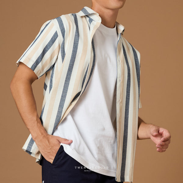 LINEN SHORT SLEEVES SHIRT - ST DARK BLUE