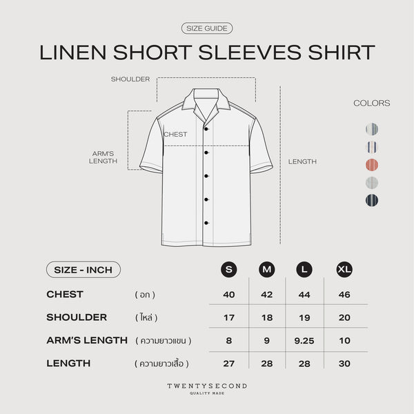 LINEN SHORT SLEEVES SHIRT - ST BROWN/NAVY