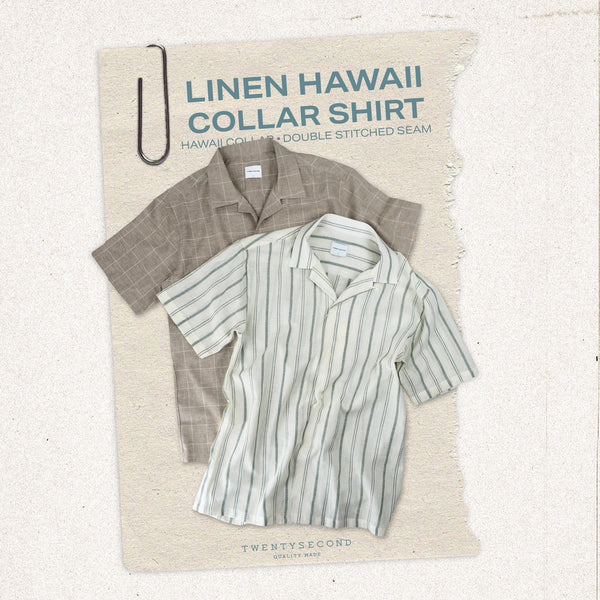 LINEN HAWAII COLLAR SHIRT - ST GREEN