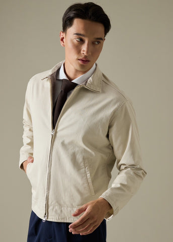 FULL-ZIP HARRINGTON JACKET - BEIGE