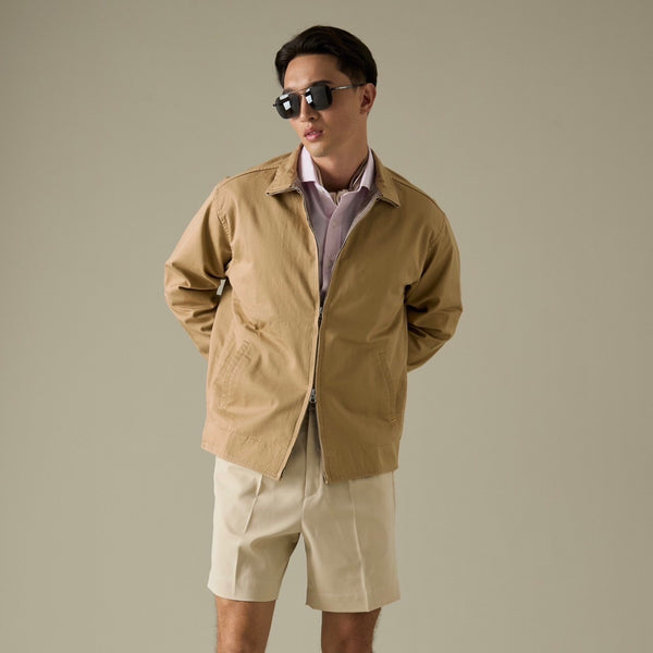 FULL-ZIP HARRINGTON JACKET - KHAKI