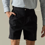 JOSH SINGLE PLEAT SHORTS - BLACK