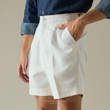 JOSH SINGLE PLEAT SHORTS - WHITE