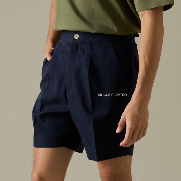 JOSH SINGLE PLEAT SHORTS - NAVY