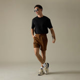 JOSH SINGLE PLEAT SHORTS - BRICK