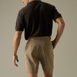 JOSH SINGLE PLEAT SHORTS - BROWN