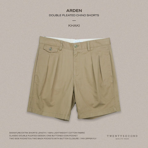 ARDEN PLEATED SHORTS - KHAKI