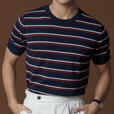 URBAN STRIPED KNIT TEE - NAVY