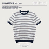 URBAN STRIPED KNIT TEE - BROWN