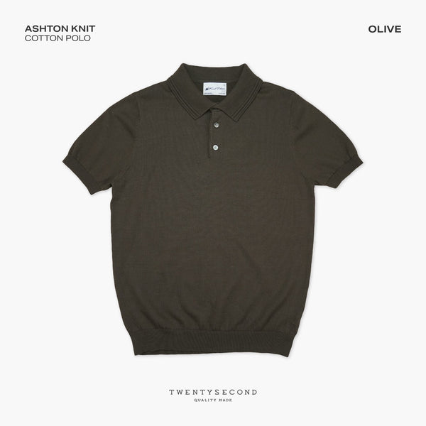 ASHTON KNIT POLO - OLIVE