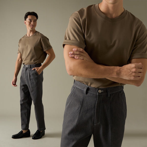 DYED TWILL TROUSERS - GREY