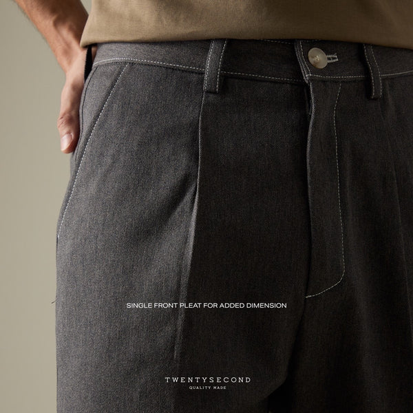 DYED TWILL TROUSERS - GREY