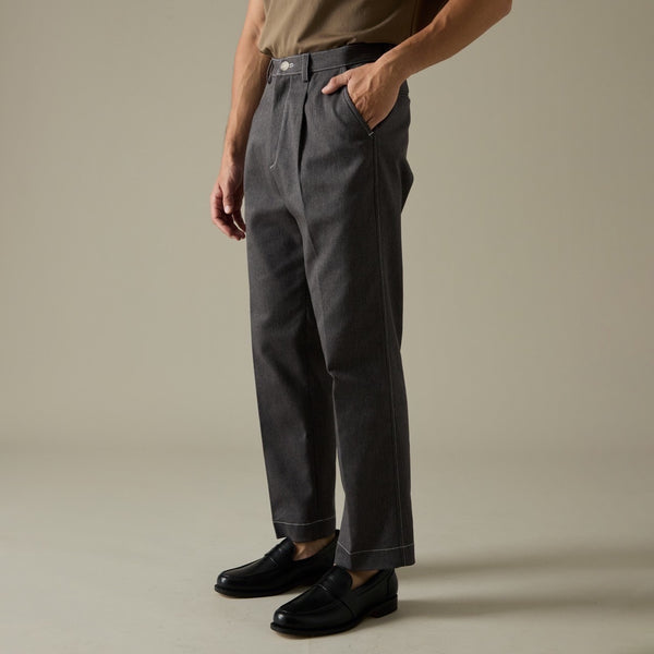 DYED TWILL TROUSERS - GREY