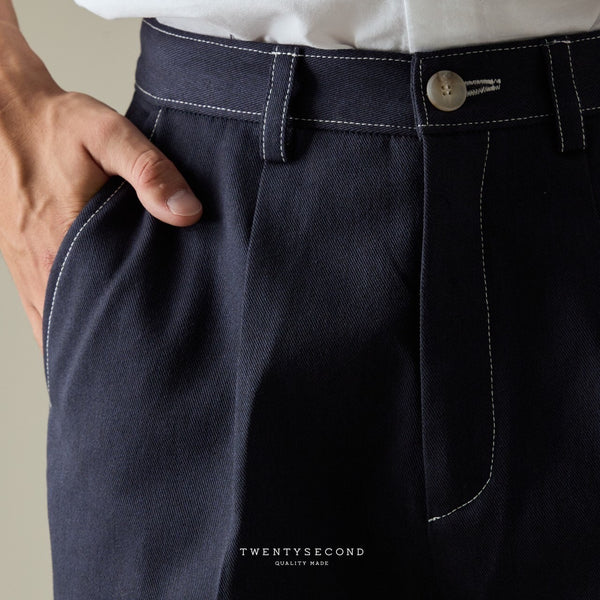 DYED TWILL TROUSERS - NAVY