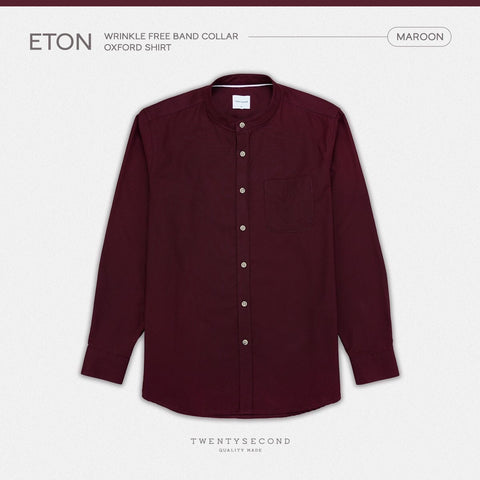 ETON BAND COLLAR SHIRT - NAVY