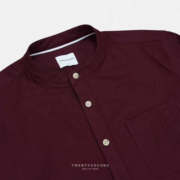 ETON BAND COLLAR SHIRT - MAROON