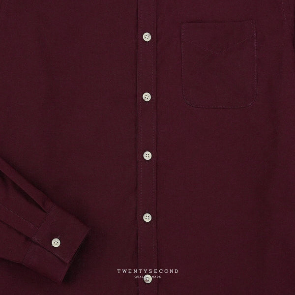 ETON BAND COLLAR SHIRT - MAROON