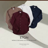 ETON BAND COLLAR SHIRT - MAROON